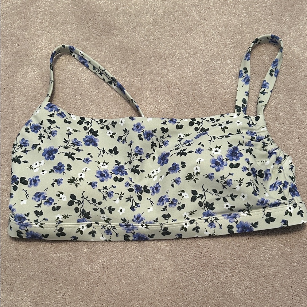 Abercrombie & Fitch Sage Green Floral Spaghetti Strap Crop Top